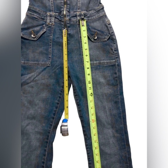 Guess Women's Persian Indigo Jade medium wash Denim jeans Jumpsuit size XS new - Picture 4 of 8